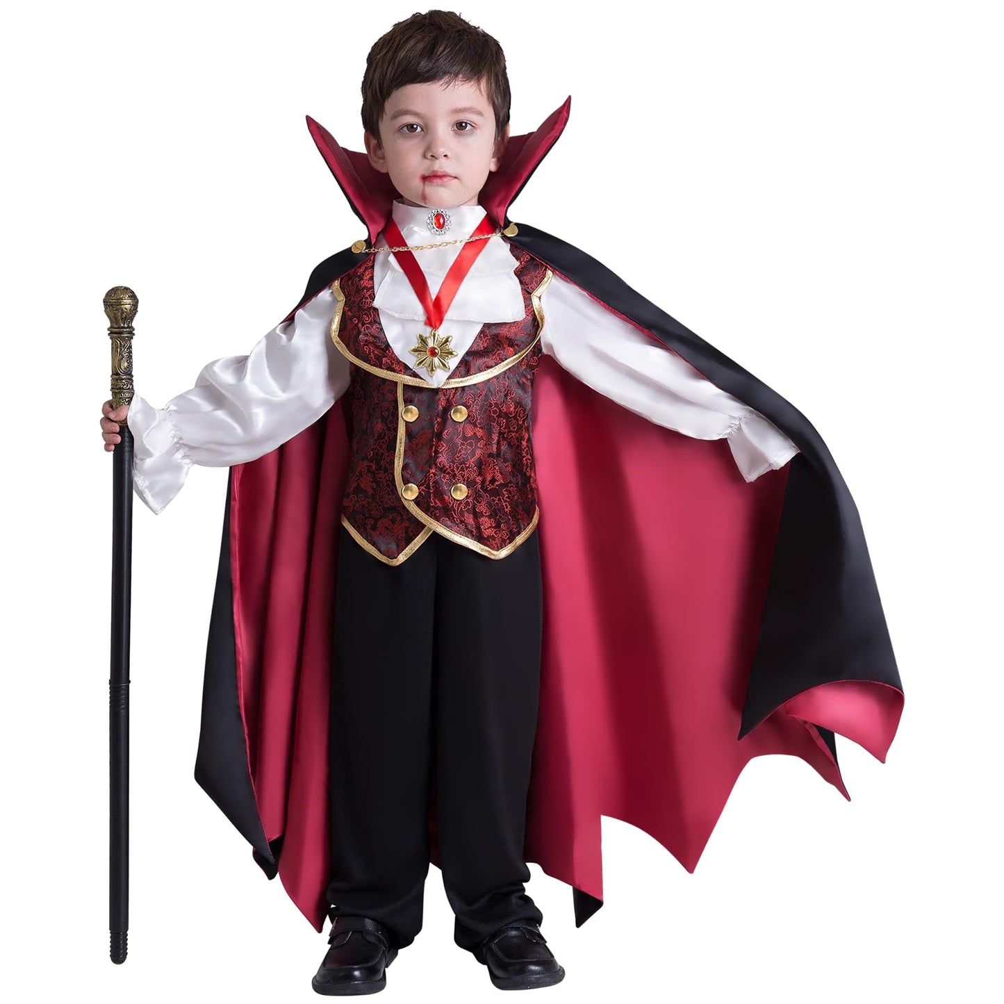 Gothic Vampire Costume Kids, Toddler Vampire Costume Halloween Vampire Costume, Vampire Costume for Boys, Halloween Party Dress up (5-7Yrs)