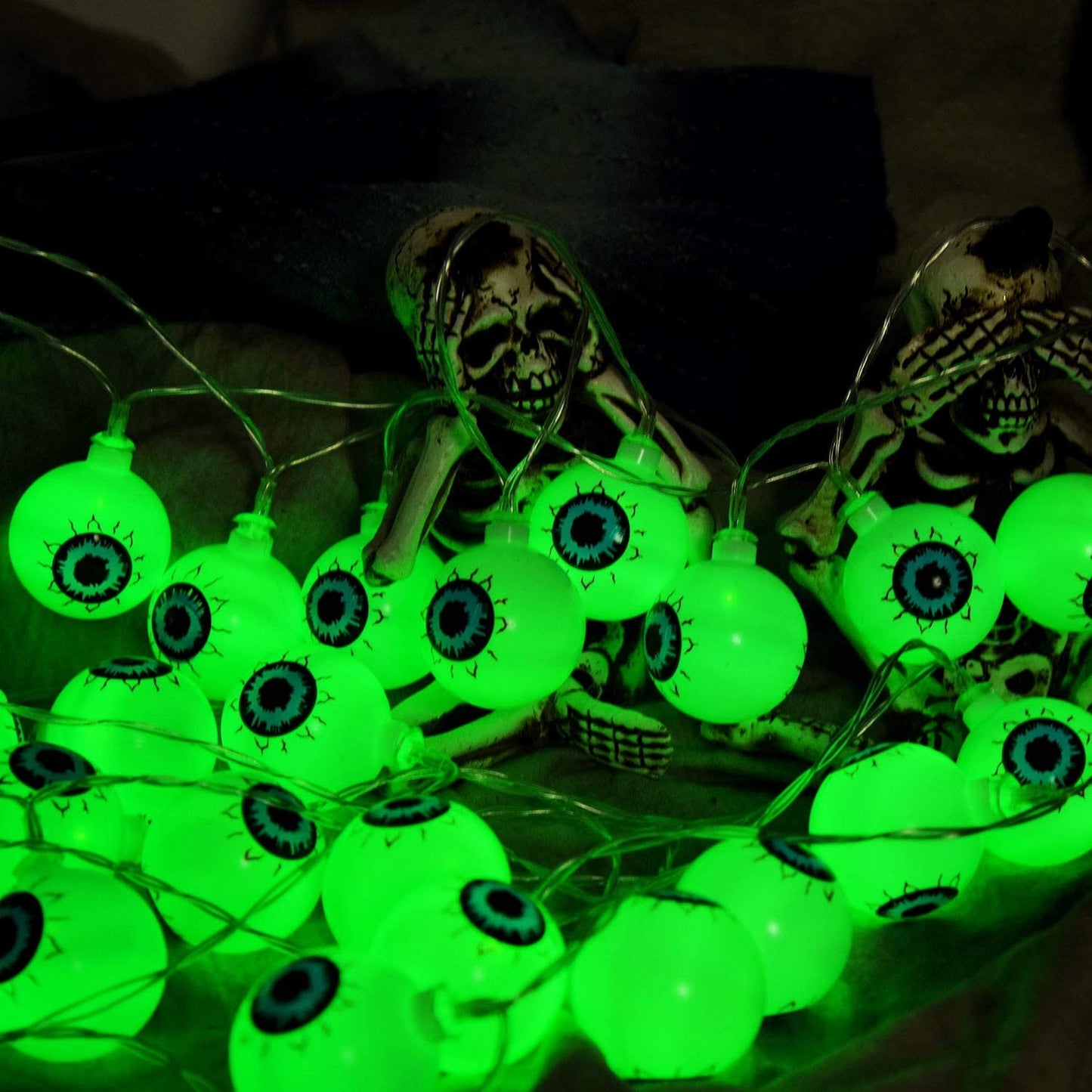 Halloween Eyeball String Lights, Halloween Decoration Cute Scary with 30 LED Eyeballs,Waterproof 8 Modes Twinkle Lights,Halloween Indoor/Outdoor for Party, House, Yard, Garden Decorations (Green)