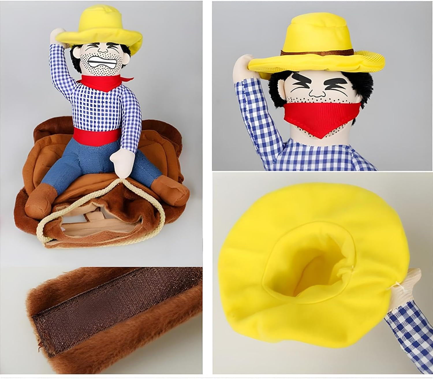 Cowboy Rider Dog Costume for Dogs Clothes Knight Style with Doll and Hat for Halloween Day Pet Costume (L)