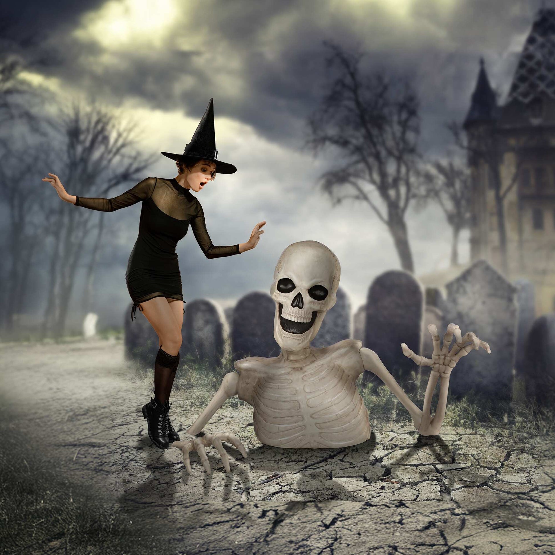 Halloween 48In Groundbreaking Skeleton Scary Outdoor Halloween Decor
