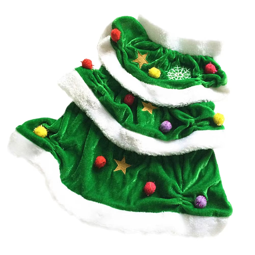 Green Christmas Dress Shaped Dog Costume Pet Winter Clothes Comfortable Warm Christmas Hoodie Dress for Party