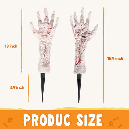Halloween Decoration Outdoor Bloodstain Zombie Arm Stake,Fake Arm Hands Groundbreaker Halloween Yard Decorations