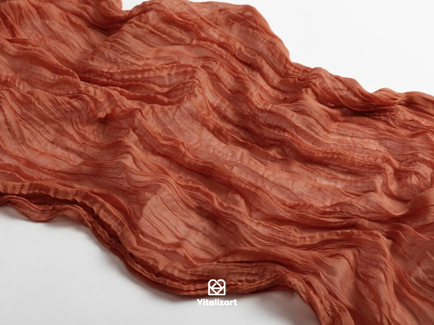 Terracotta Cheesecloth Table Runner 10 Ft Gauze Boho Rustic Fall Table Runner for Thanskgiving Wedding Decor Bridal Shower 120 Inches Burnt Orange