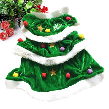 Green Christmas Dress Shaped Dog Costume Pet Winter Clothes Comfortable Warm Christmas Hoodie Dress for Party