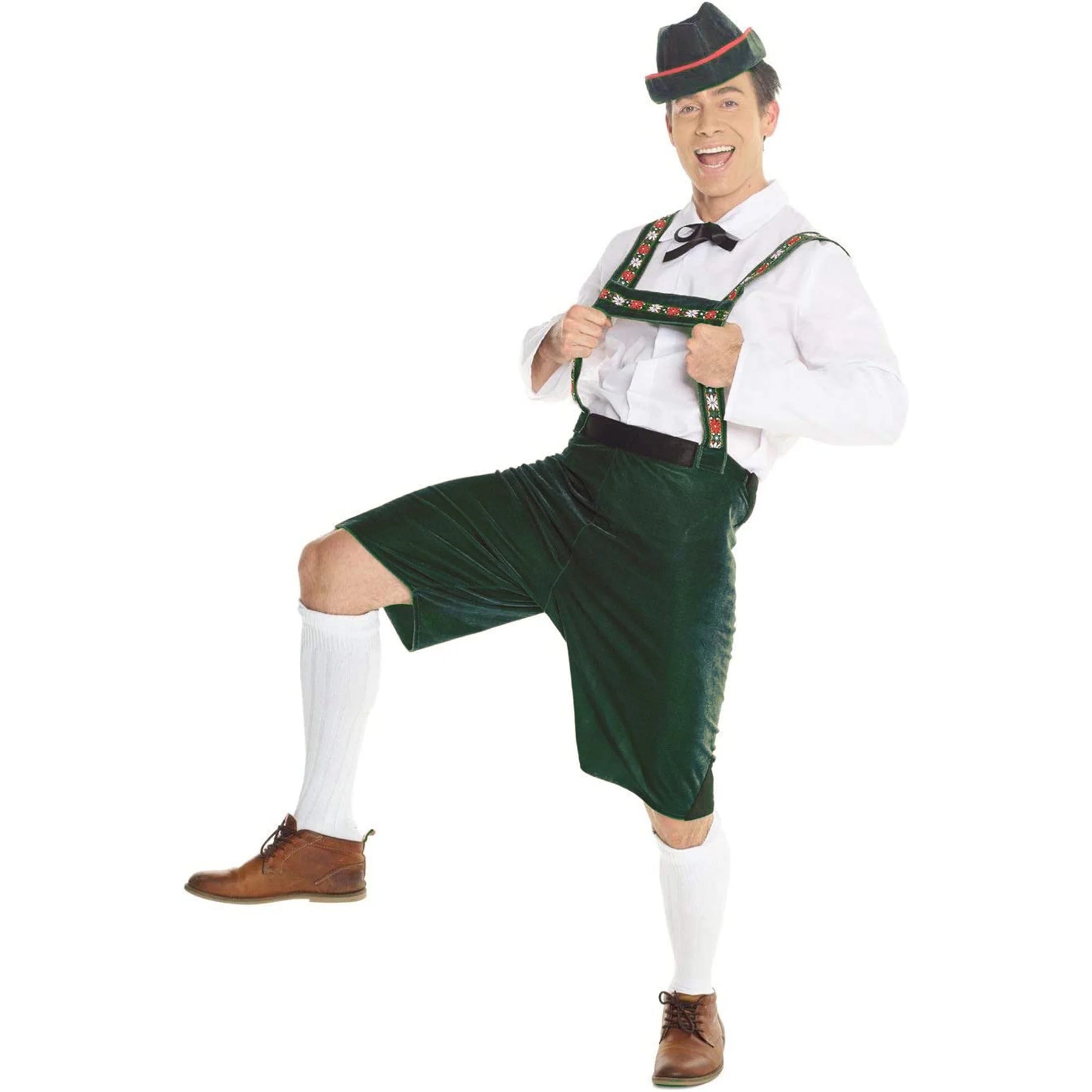 Mens Lederhosen Fancy Dress Costume German Bavarian Beer Oktoberfest Halloween Green L