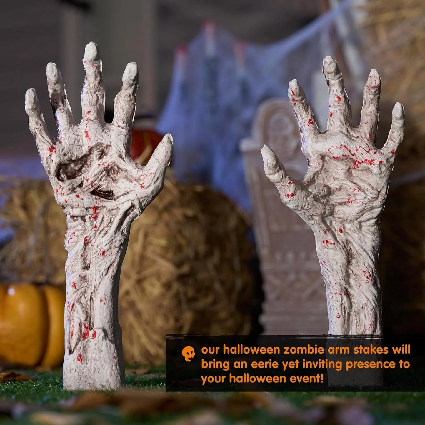 Halloween Decoration Outdoor Bloodstain Zombie Arm Stake,Fake Arm Hands Groundbreaker Halloween Yard Decorations