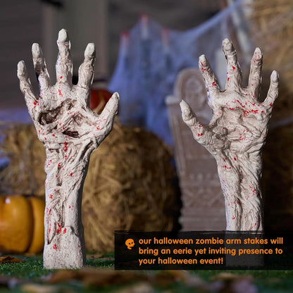 Halloween Decoration Outdoor Bloodstain Zombie Arm Stake,Fake Arm Hands Groundbreaker Halloween Yard Decorations