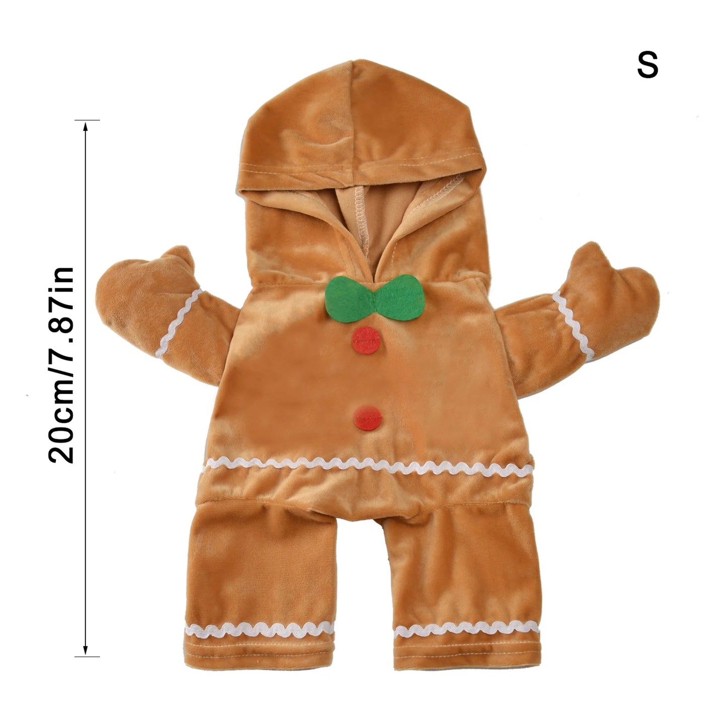 Pet Dog and Cat Gingerbread Costume Pet Cute Hooded Jumpsuit Christmas Cosplay Clothes Outfit for Pets Party Decoration Supplies