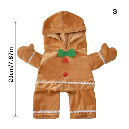 Pet Dog and Cat Gingerbread Costume Pet Cute Hooded Jumpsuit Christmas Cosplay Clothes Outfit for Pets Party Decoration Supplies