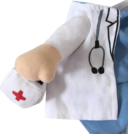 Dog Cat Doctor Costume Pet Doctor Clothing Halloween Jeans Outfit Apparel (L)