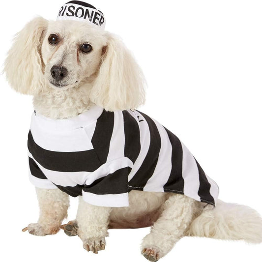 Prisoner Dog Costume - Dog Halloween Costume, Dog Cosplay Costume with Hat for Puppy Small Medium Large Dogs Special Events Funny Photo Props Accessories