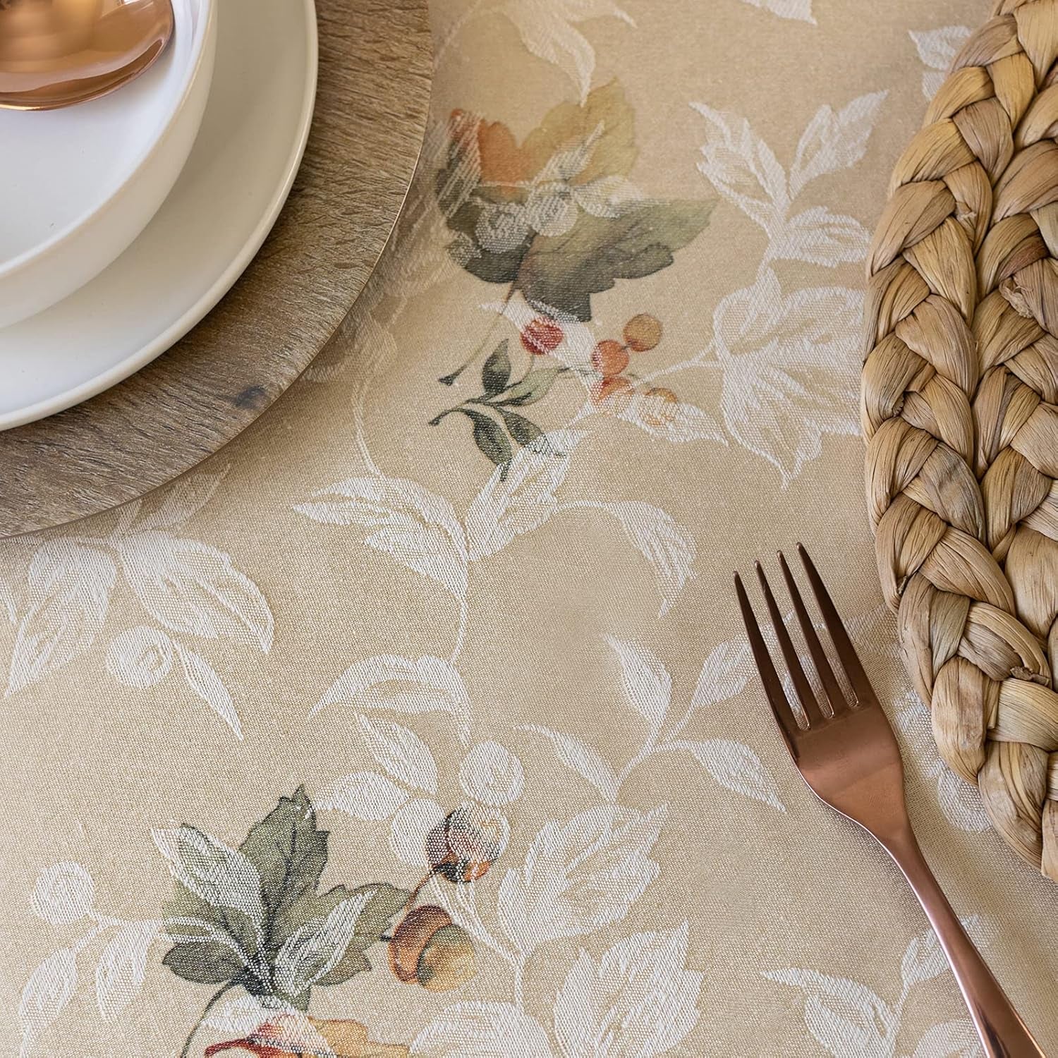 Jubilee Printed Jacquard Fabric Table Cloth, Fall, Harvest, and Thanksgiving Tablecloth (Jubilee, 60" X 84" Rectangular)