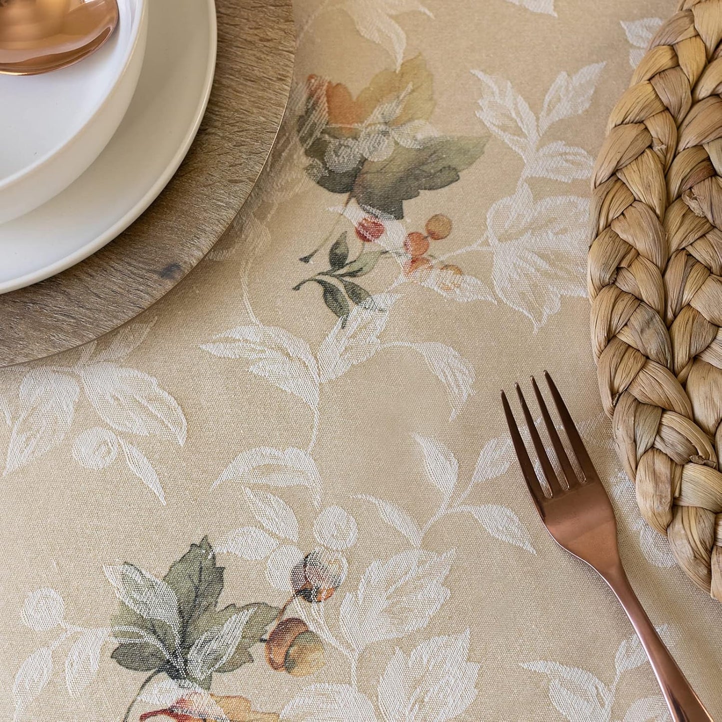 Jubilee Printed Jacquard Fabric Table Cloth, Fall, Harvest, and Thanksgiving Tablecloth (Jubilee, 60" X 140" Rectangular)