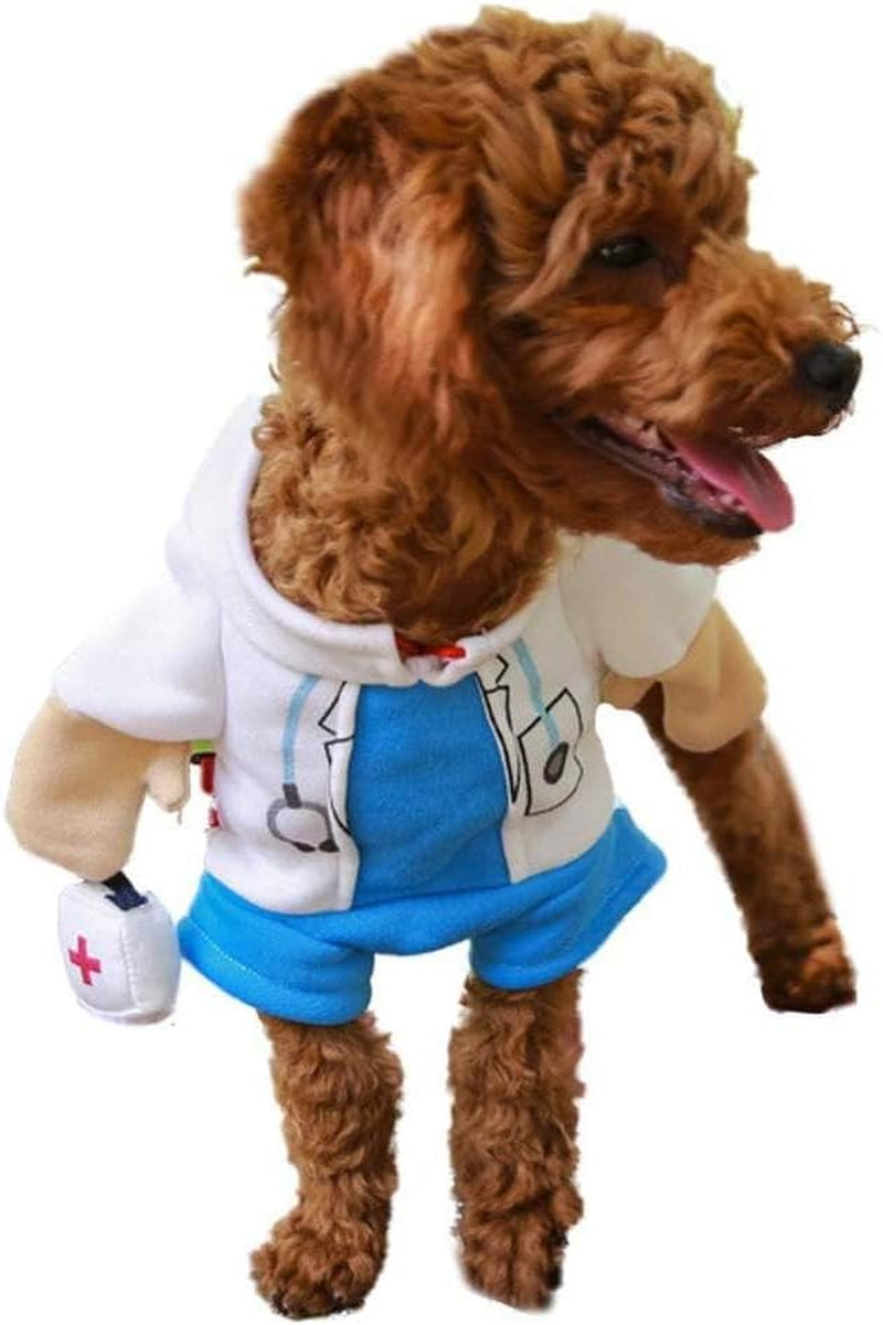 Dog Cat Doctor Costume Pet Doctor Clothing Halloween Cat Jeans Outfit Apparel for Halloween (S,Doctor)
