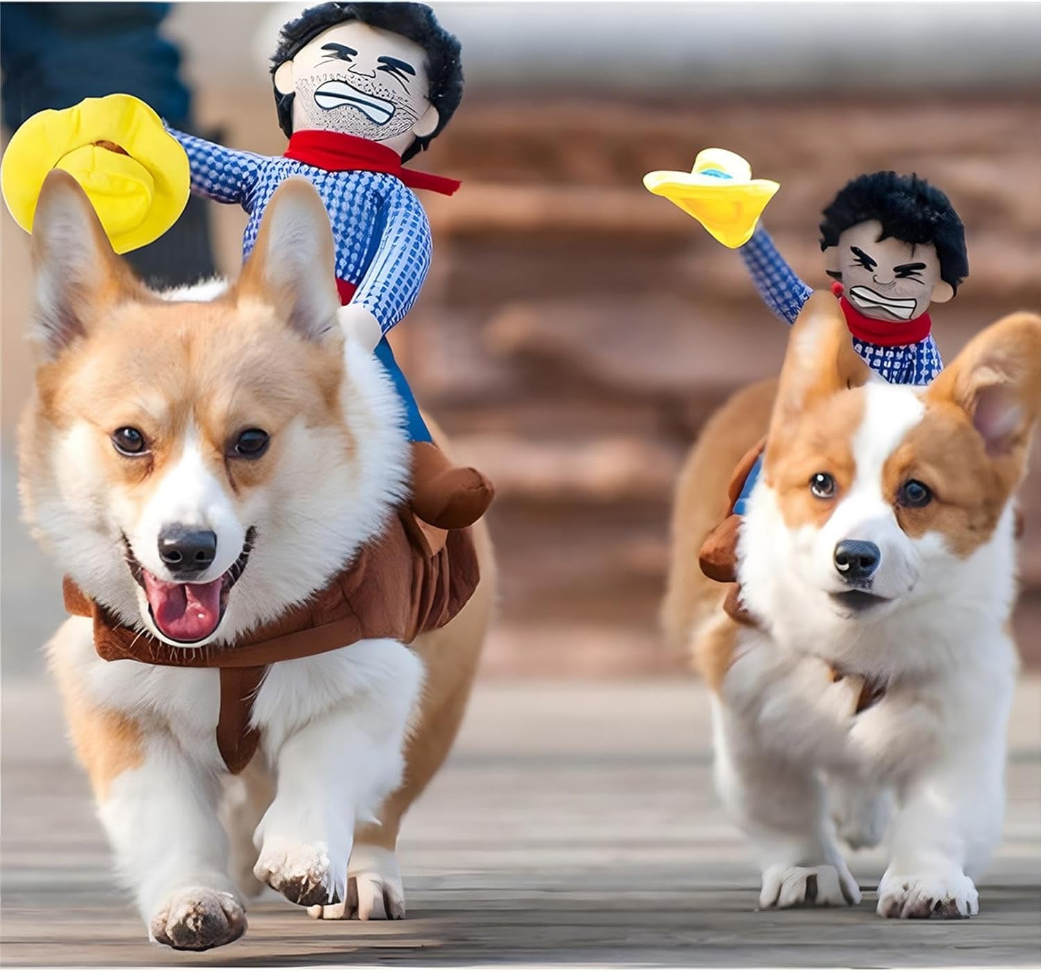 Cowboy Rider Dog Costume for Dogs Clothes Knight Style with Doll and Hat for Halloween Day Pet Costume (L)