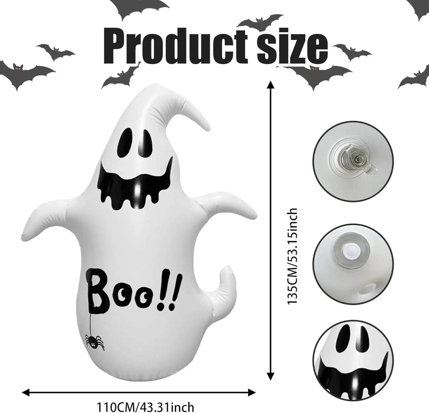 4 FT Halloween Inflatable Ghost Outdoor Decoration, PVC Blow up Yard Decoration Ghost for Garden Lawn Indoor Party Decor