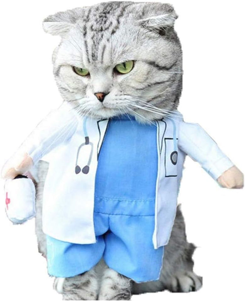 Dog Cat Doctor Costume Pet Doctor Clothing Halloween Cat Jeans Outfit Apparel for Halloween (S,Doctor)