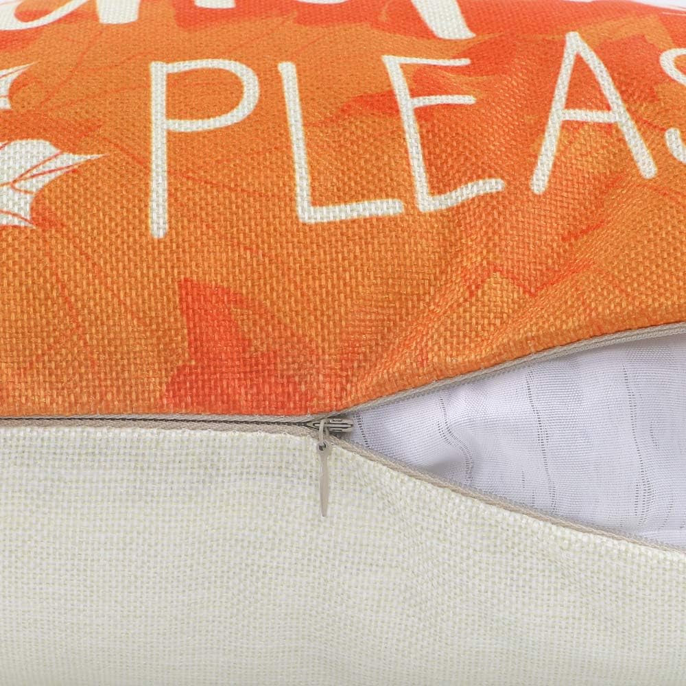 Fall Pillow Covers 18X18 Set of 4 Fall Decor Pumpkin and Maple Throw Pillows Fall Decorations Farmhouse Holiday Rustic Linen Pillow Case Thanksgiving Decor Autumn Cushion Case for Sofa Couch