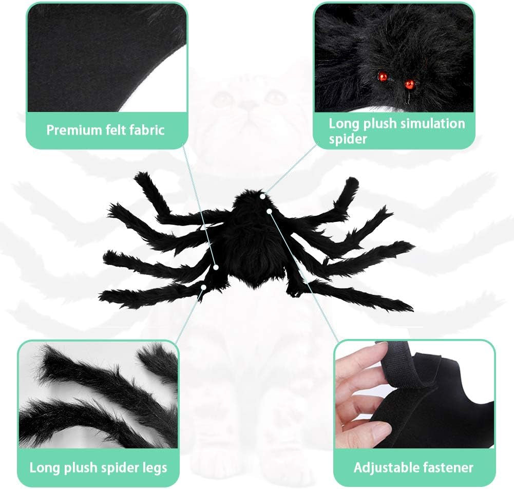 Halloween Spider Costume for Dogs Cats, Dog Cat Spider Costume Accessory Decoration Simulation Spider Legs Puppy Cosplay Apparel for Christmas Halloween Party