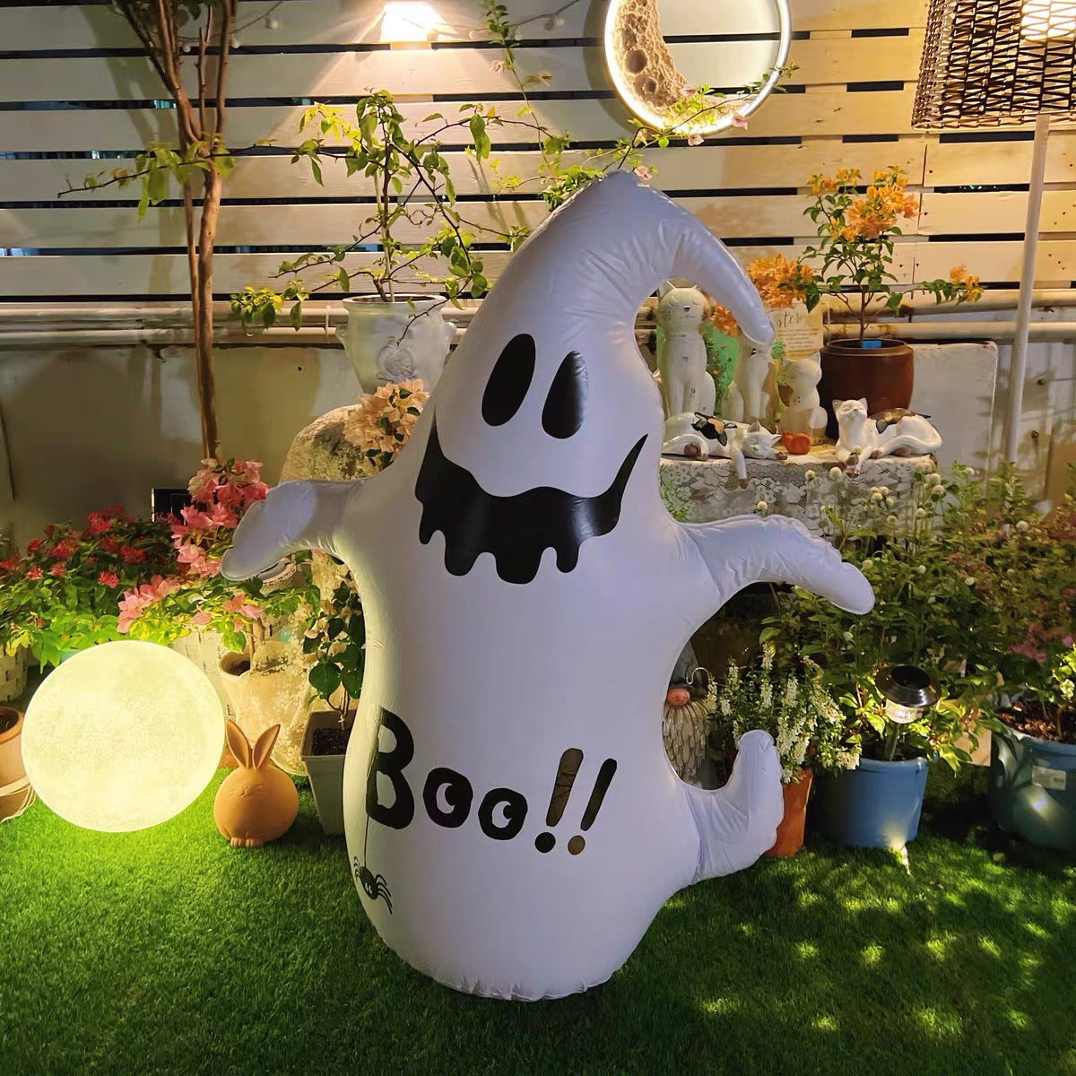 4 FT Halloween Inflatable Ghost Outdoor Decoration, PVC Blow up Yard Decoration Ghost for Garden Lawn Indoor Party Decor