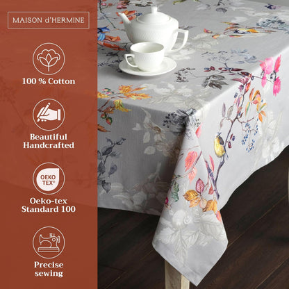 Table Cloth Rectangle Table 100% Cotton 54 X 72 Inches Tablecloth Reusable Decorative Everyday Use for Dining Room, Farmhouse, Home, Party, Festive & Wedding - Equinoxe - Grey