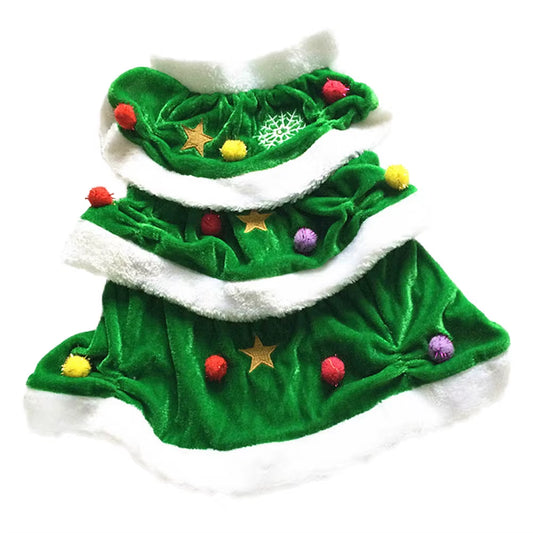 Green Christmas Dress Shaped Dog Costume Pet Winter Clothes Comfortable Warm Christmas Hoodie Dress for Party