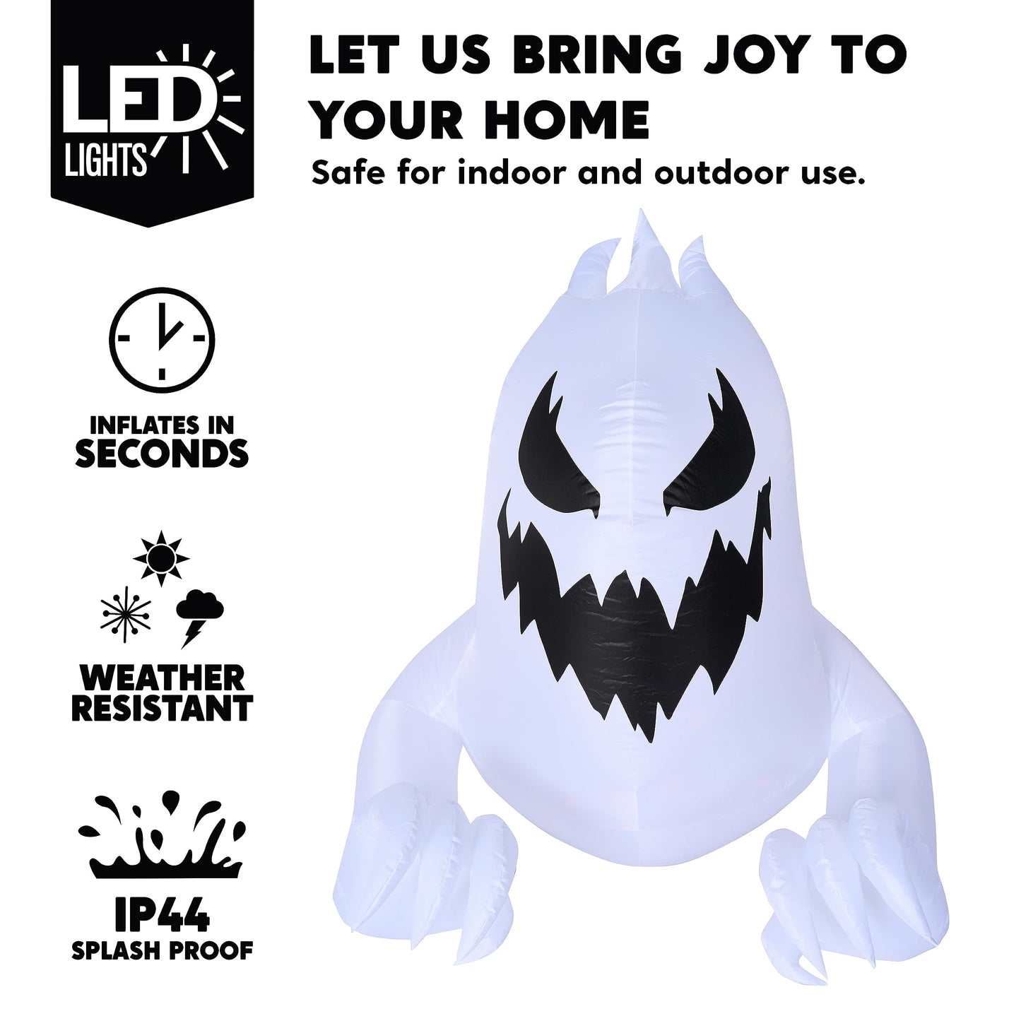 4.5 FT Halloween Inflatable Ghost Broke Out from Window with Built-In Rotating Red LED Blow up Inflatable for Window Decoration Yard Garden Lawn Decor