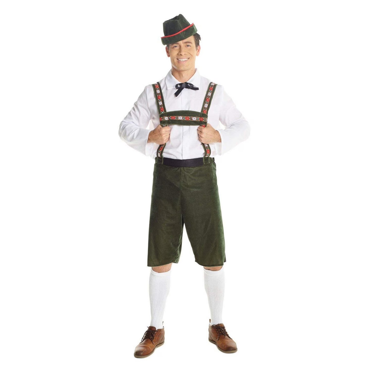 Mens Lederhosen Fancy Dress Costume German Bavarian Beer Oktoberfest Halloween Green L