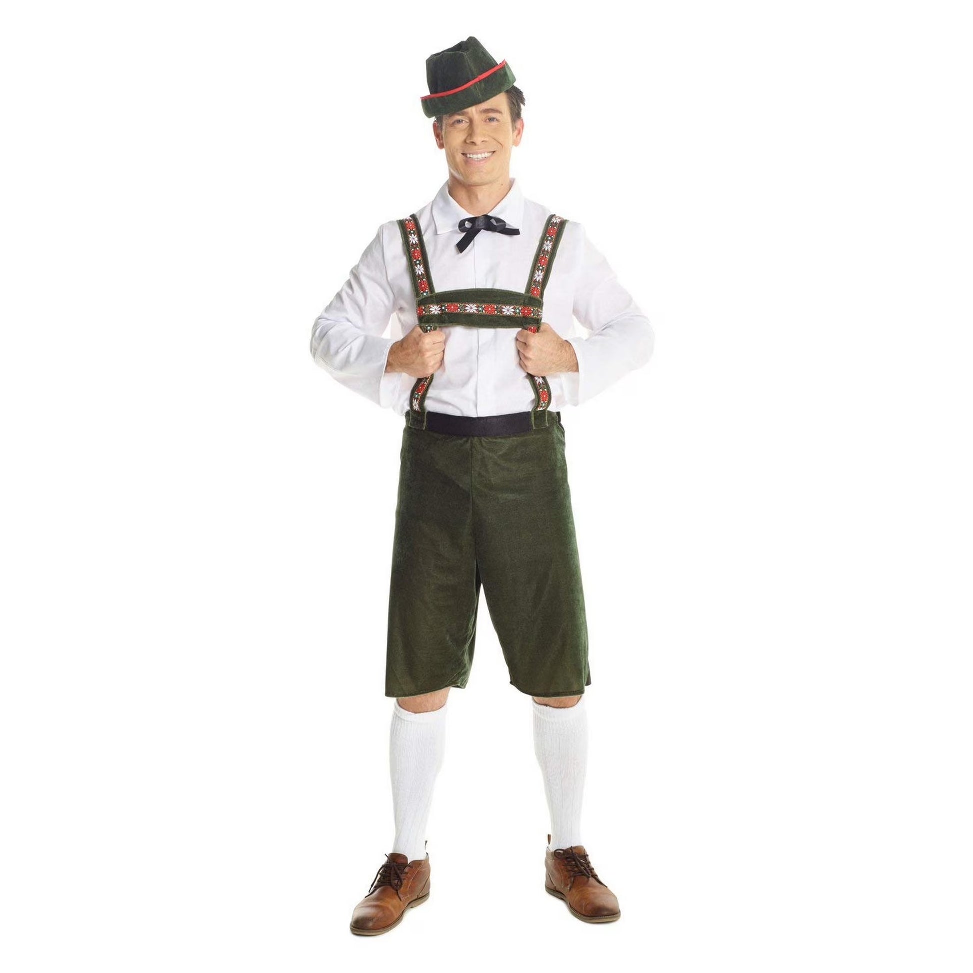 Mens Lederhosen Fancy Dress Costume German Bavarian Beer Oktoberfest Halloween Green L