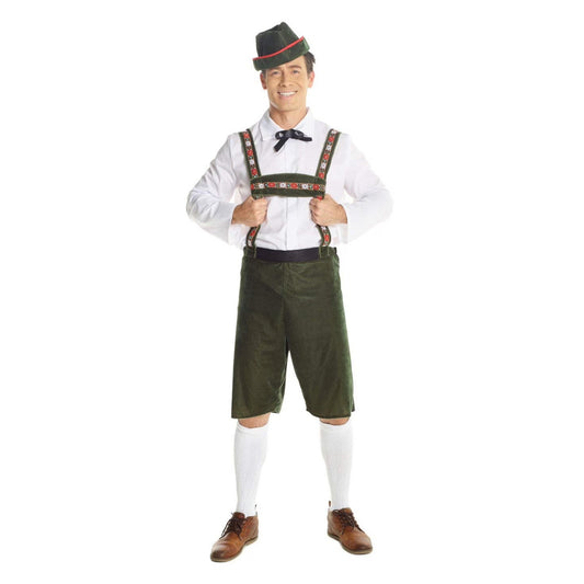 Mens Lederhosen Fancy Dress Costume German Bavarian Beer Oktoberfest Halloween Green L