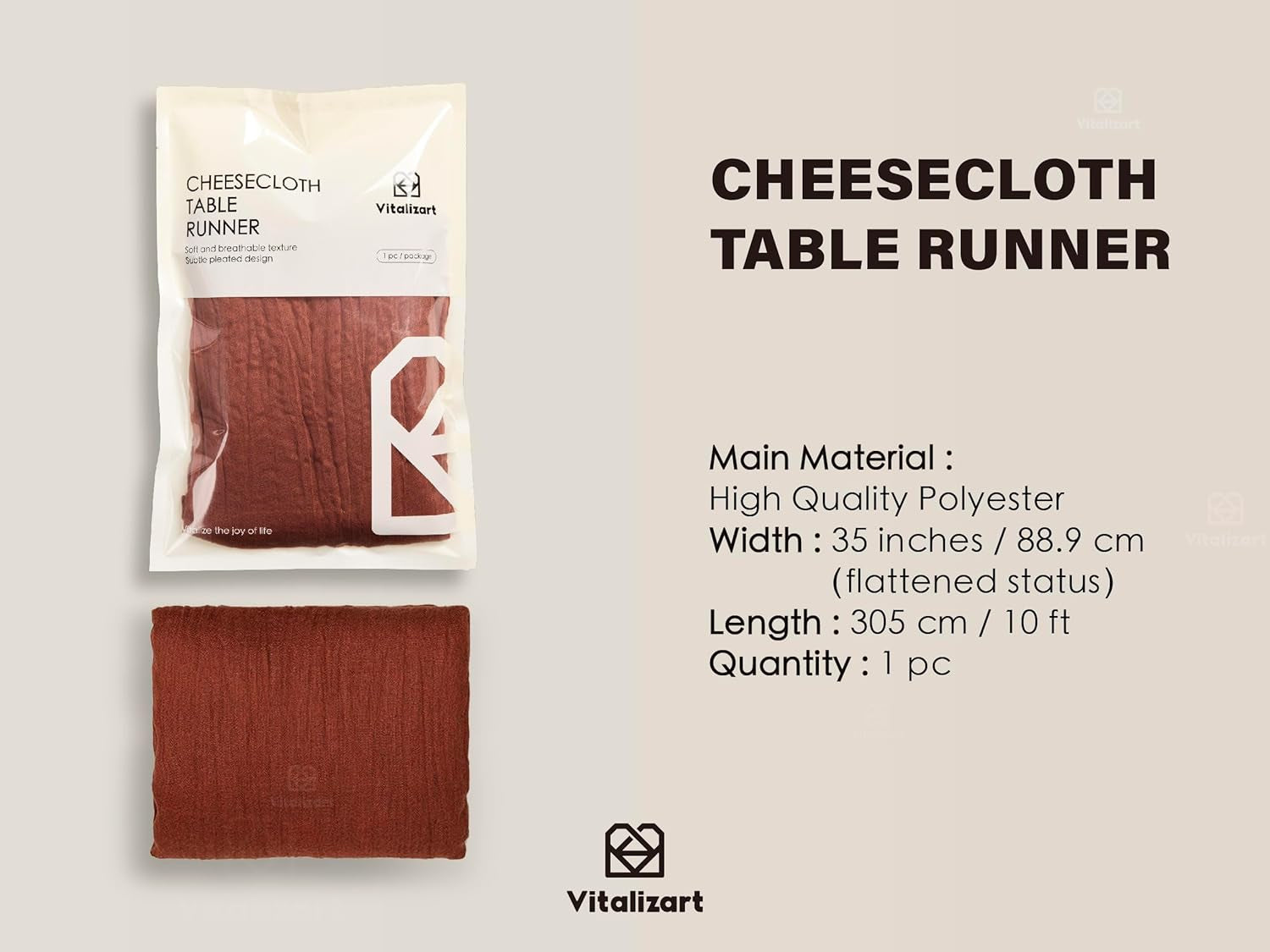 Terracotta Cheesecloth Table Runner 10 Ft Gauze Boho Rustic Fall Table Runner for Thanskgiving Wedding Decor Bridal Shower 120 Inches Burnt Orange