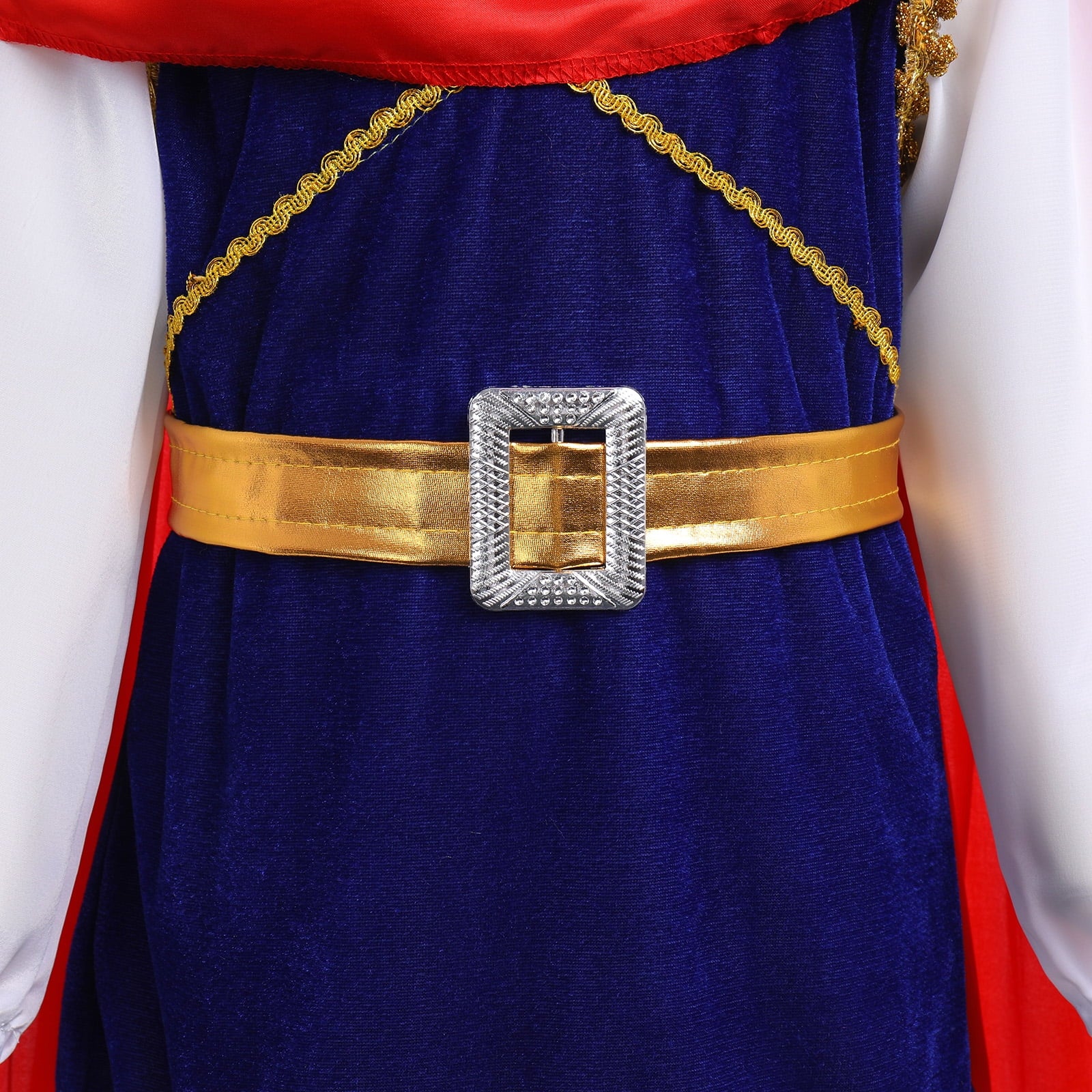Toddler Kids Boys Prince Charming Costume Halloween Cosplay Prince Dress up Birthday Royal Prince Outfits for Child 11-12 Years Blue + Red
