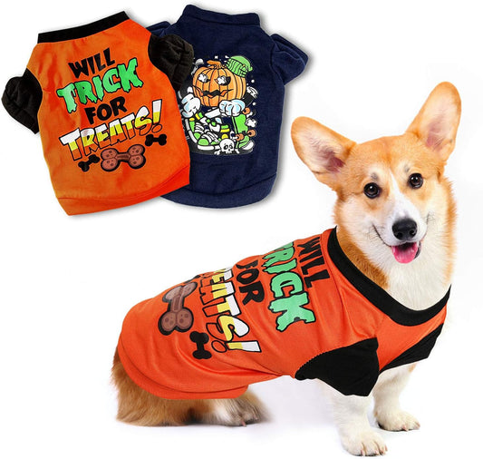 2 Pack Dog Shirts Printed Puppy Outfits Pet Costume Cute Dogs Clothing for Small Dogs and Cats Cosplay Pet Apparel, Medium