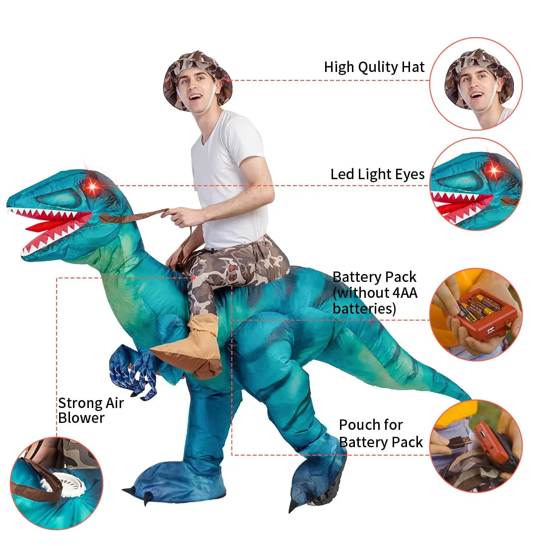 72 Inch Inflatable Dinosaur Costumes for Adults, Funny Halloween Costumes Adult Halloween Costume for Men Women, Adult Dinosaur Costumes for Halloween Party Cosplay