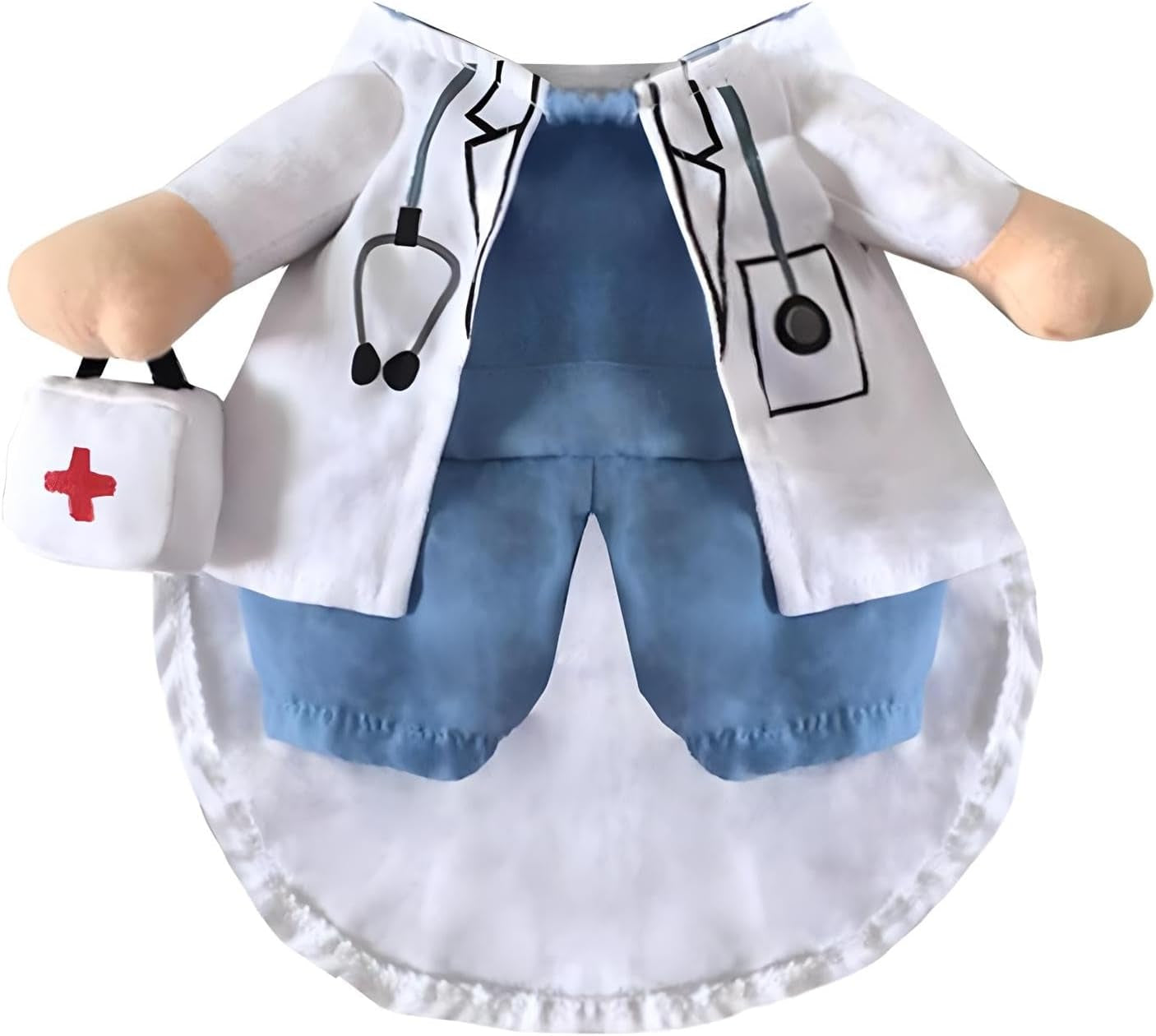 Dog Cat Doctor Costume Pet Doctor Clothing Halloween Jeans Outfit Apparel (L)
