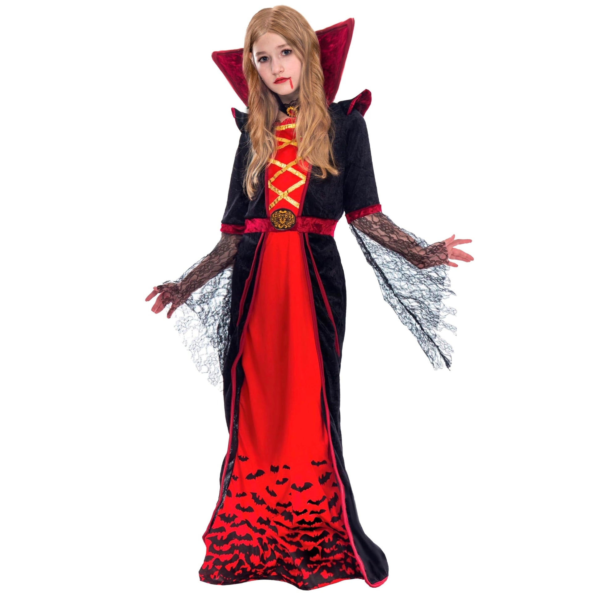 Royal Vampire Costume for Girls, Halloween Gothic Victorian Vampiress Queen Costume for Fancy Party Dress up Cosplay