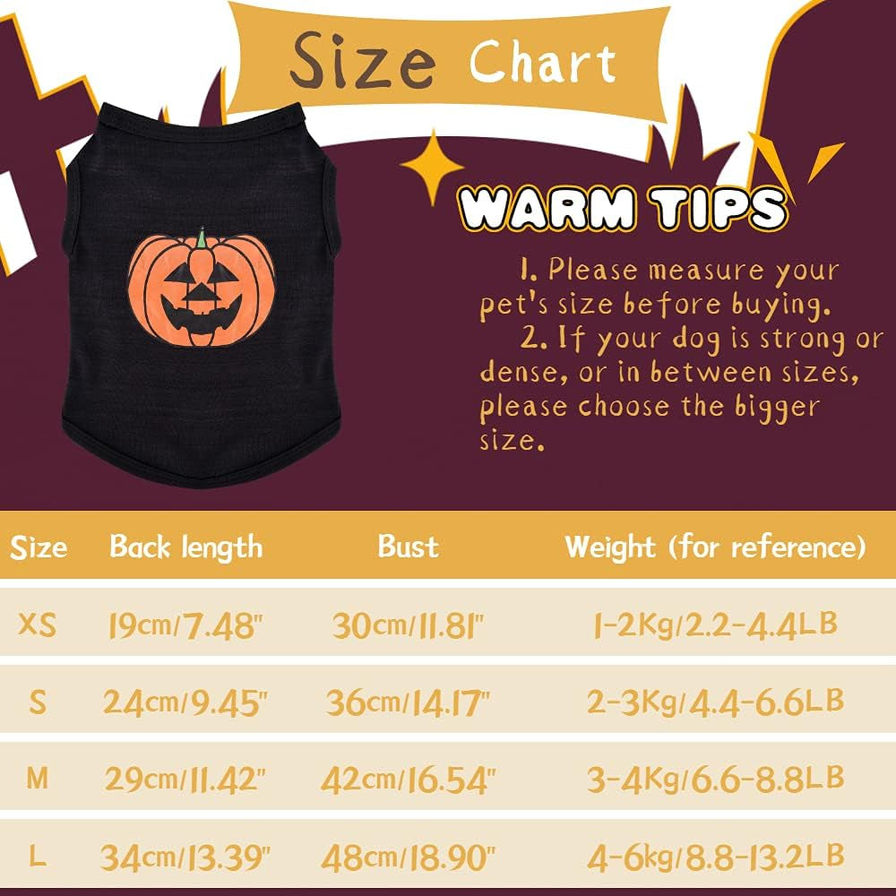Halloween Pet Shirt Small Dog Clothes Puppy Cat Costume Apparel Pumpkin Pattern (X-Small, Black)