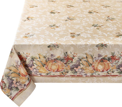 Jubilee Printed Jacquard Fabric Table Cloth, Fall, Harvest, and Thanksgiving Tablecloth (Jubilee, 60" X 84" Rectangular)