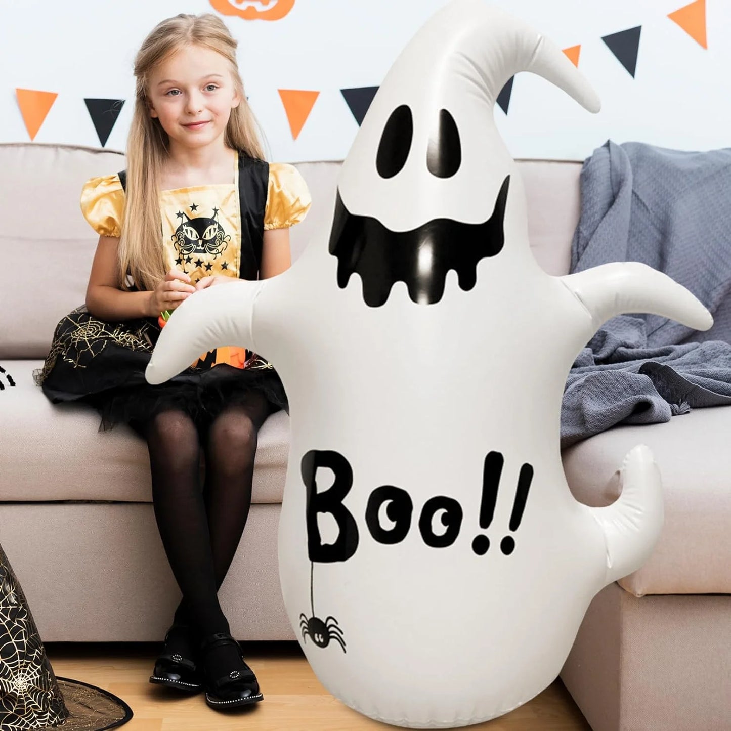 4 FT Halloween Inflatable Ghost Outdoor Decoration, PVC Blow up Yard Decoration Ghost for Garden Lawn Indoor Party Decor