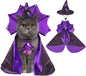 Pet Halloween Costumes-Wizard Cat Clothes Cloak and Hat, Dog Cosplay Wizard Hat Cape Suit, Halloween Party Clothes Outfit for Cats & Small Medium Dogs
