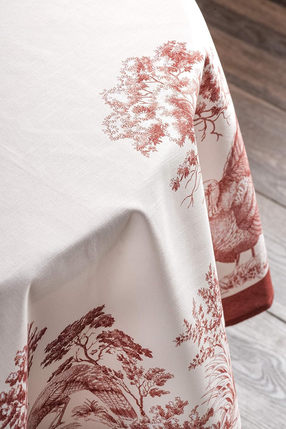 Table Cloth round Table 100% Cotton 63 Inches Tablecloth Reusable Decorative Everyday Use for Dining Room, Farmhouse, Home, Party, Festive & Wedding - Holy Jouy - Red