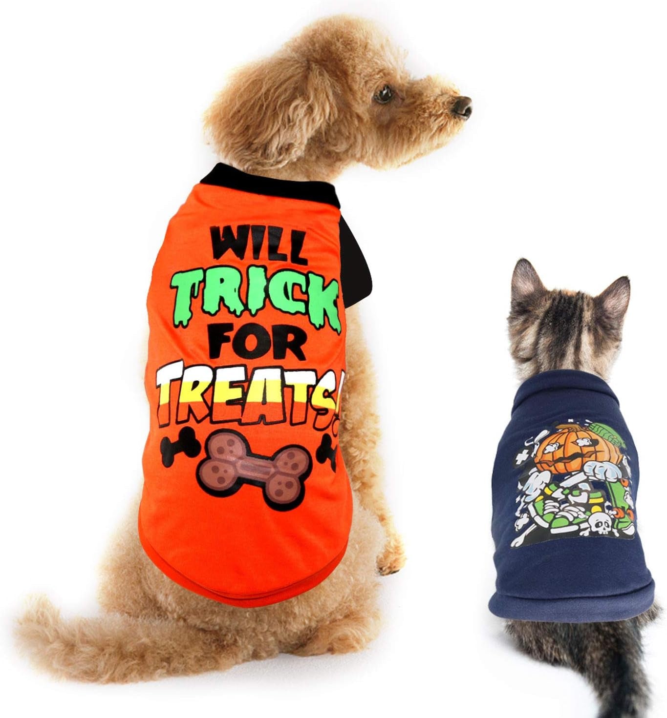 2 Pack Dog Shirts Printed Puppy Outfits Pet Costume Cute Dogs Clothing for Small Dogs and Cats Cosplay Pet Apparel, Medium