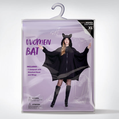 Womens Black Bat Zip Hoodie Halloween Costumes for Adults, Bat Halloween Costume Cosplay