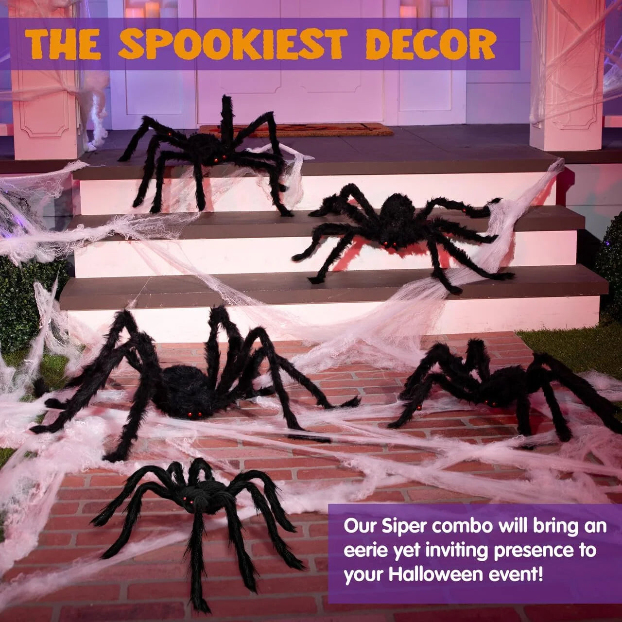5 Pack Giant Spider Halloween Decorations,Scary Spider Halloween Decorations Outdoor Party Decorations Props Halloween Yard Decorations,Black