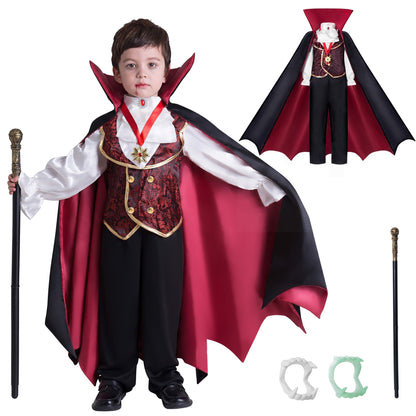 Gothic Vampire Costume Kids, Toddler Vampire Costume Halloween Vampire Costume, Vampire Costume for Boys, Halloween Party Dress up (5-7Yrs)