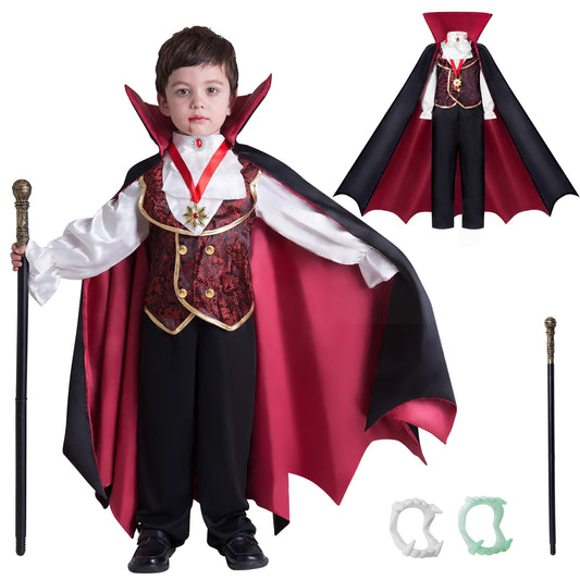 Gothic Vampire Costume Kids, Toddler Vampire Costume Halloween Vampire Costume, Vampire Costume for Boys, Halloween Party Dress up (5-7Yrs)
