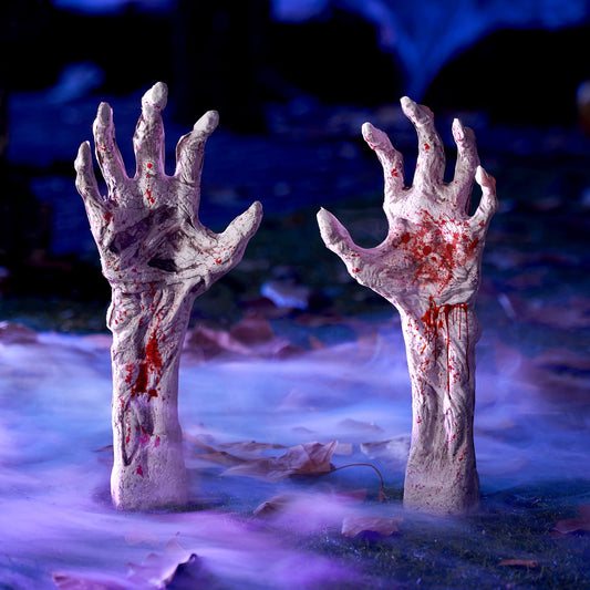 Halloween Decoration Outdoor Bloodstain Zombie Arm Stake,Fake Arm Hands Groundbreaker Halloween Yard Decorations