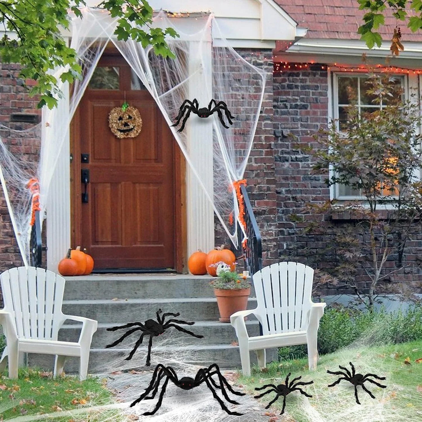 5 Pack Giant Spider Halloween Decorations,Scary Spider Halloween Decorations Outdoor Party Decorations Props Halloween Yard Decorations,Black