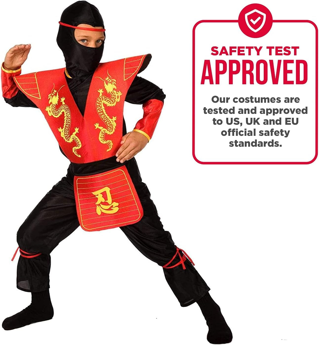Red Ninja Costume for Boys, Kids Outfit, Dress up Suit for Children