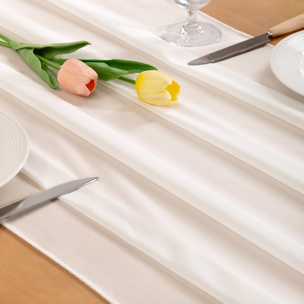 Ivory White Chiffon Table Runner Fall Thanksgiving Boho Rustic 10Ft 29X120 Inches Wedding Runner Sheer Bridal Shower Decorations